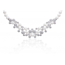 Strieborný perlový náhrdelník so zirkónmi Gaura Pearls FN21-1